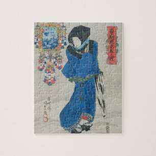 Puzzle Femme japonaise dans la neige (copie de bois de