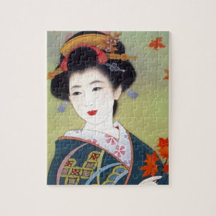 Puzzle Femme japonaise dans le kimono bleu