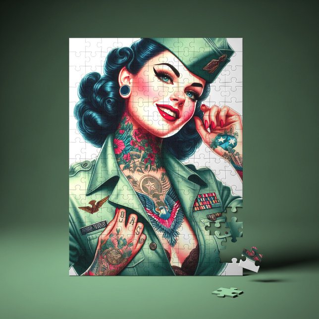 Puzzle Femme Militaire Tatouée Vintage (Créateur téléchargé)