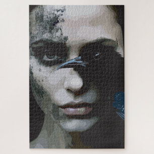 Puzzle Femme mystérieuse avec corbeau
