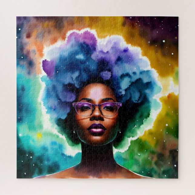 Puzzle Femme Noire Avec Cheveux Afro Dans Les Lunettes Ga (Vertical)