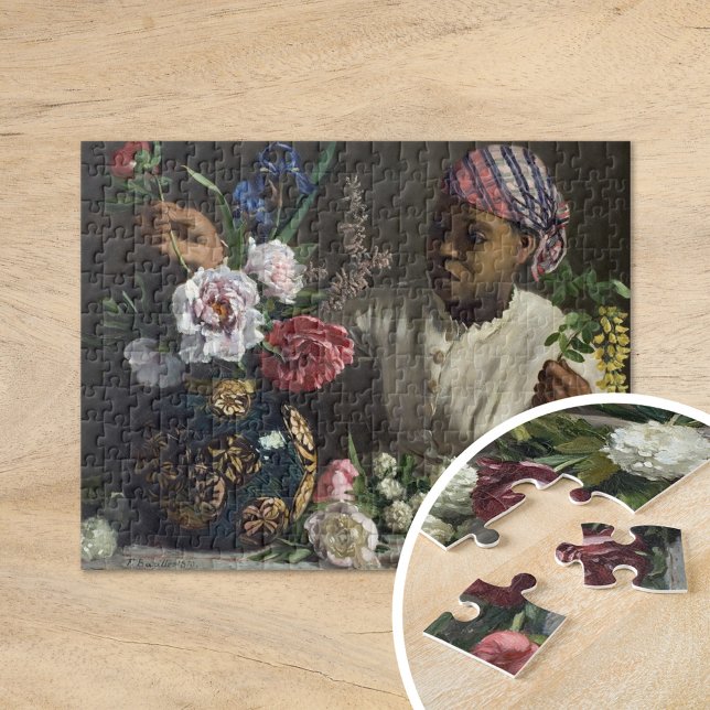 Puzzle Femme noire avec des pivoines | Fré dé ric Bazil (Créateur téléchargé)