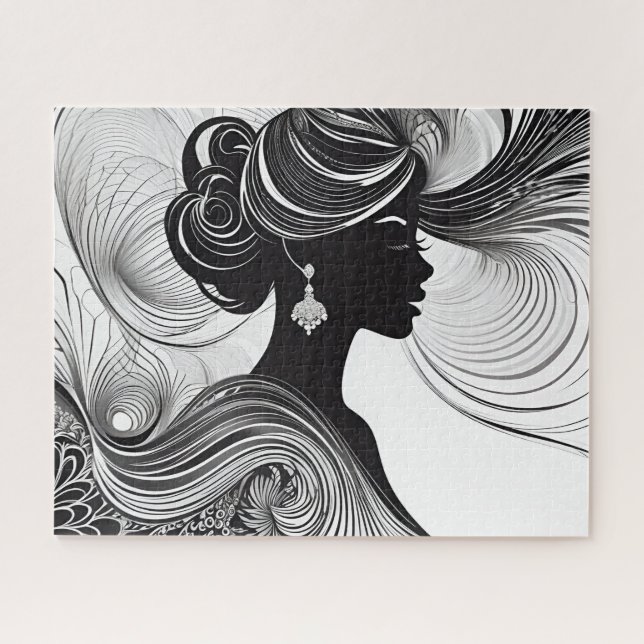 Puzzle Femme noire et blanche d'élégance (Horizontal)