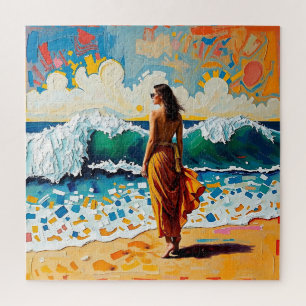 Puzzle Femme sur la plage Art abstrait au bord de la mer
