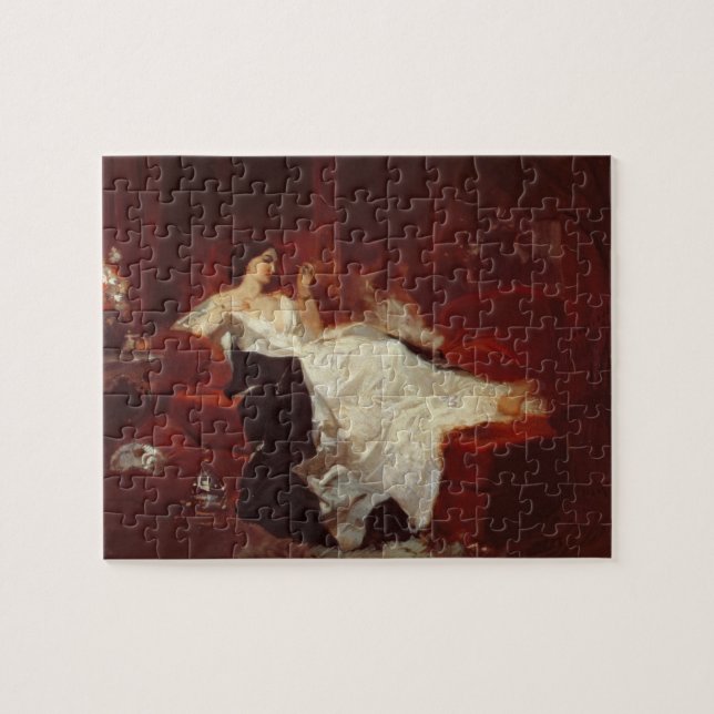 Puzzle Femme sur un sofa rouge (Horizontal)