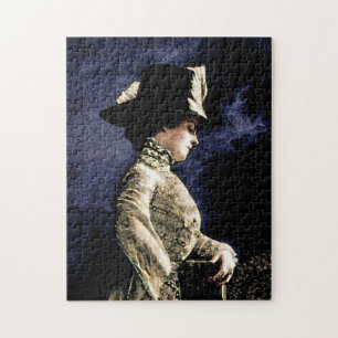 Puzzle Femme victorienne Vintage triste avec Casquette de