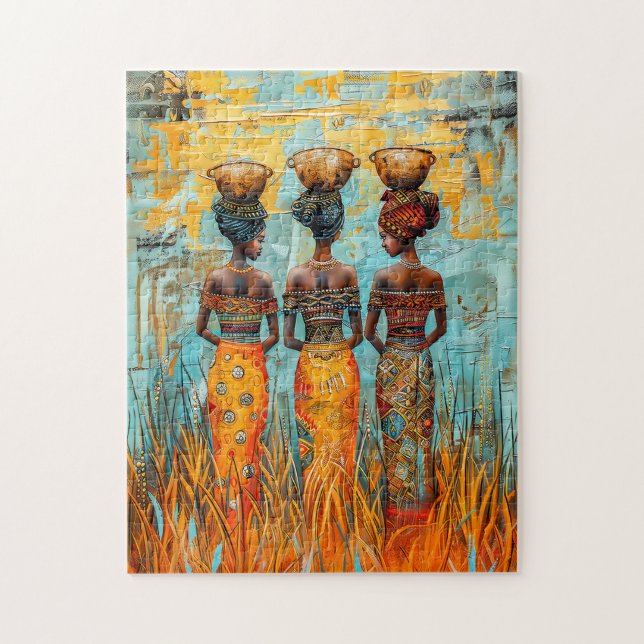 Puzzle Femmes africaines avec des bols d'eau (Vertical)