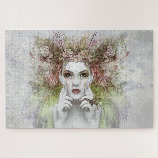 Puzzle Femmes d'aquarelle avec le papillon (Horizontal)
