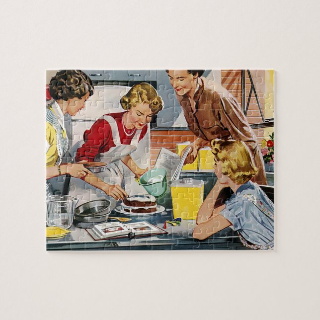 Puzzle Femmes Vintages rétro en cuisine (Horizontal)