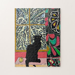 Puzzle Fenêtre Palm Tree, Chat noir