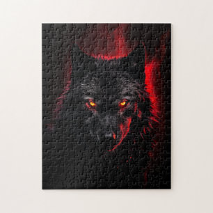 Puzzle Fenrir - Loup noir aux yeux rouges