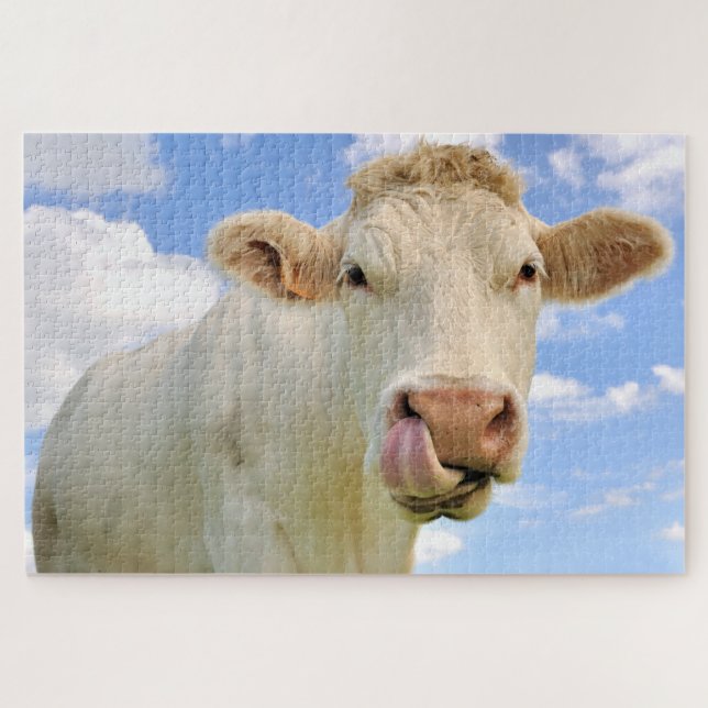 Puzzle Ferme Charolais Charolais Vache Licking Nse (Horizontal)