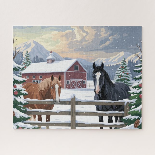 Puzzle Ferme de chevaux d'hiver (Horizontal)