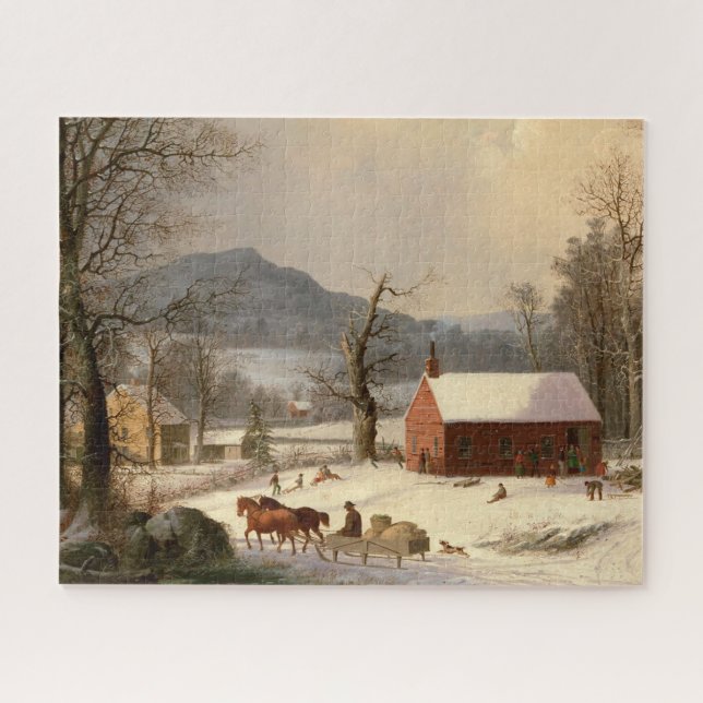 Puzzle Ferme d'hiver vintage (Horizontal)