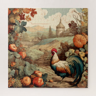 Puzzle Ferme du Coq de la Récolte d'Automne Couleurs d'Au