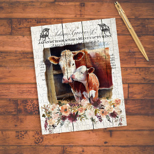 Puzzle Ferme Floral Hereford Cows