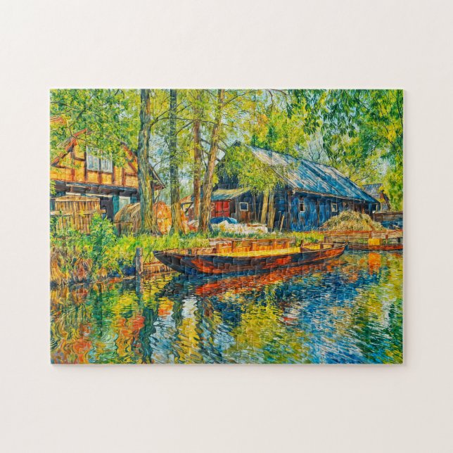 Puzzle Ferme impressionniste de la Spreewald avec bateau  (Horizontal)