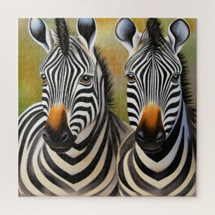 Puzzle Fermer Zebra Pair Bold et Striking Wildlife