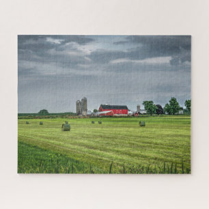 Puzzle Fermes   Red Barn & Silo au printemps Jigsaw Puzzl
