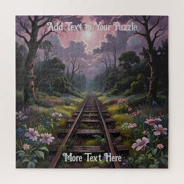 Puzzle ferroviaire pittoresque avec arbres et fleu (Vertical)