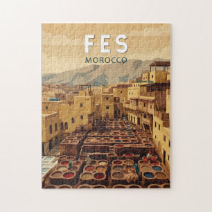 Puzzle Fès Maroc Illustration Voyage Art Vintage