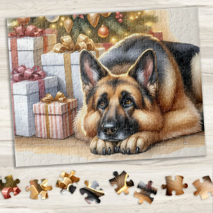Puzzle Festif berger allemand Amoureux des chiens Noël
