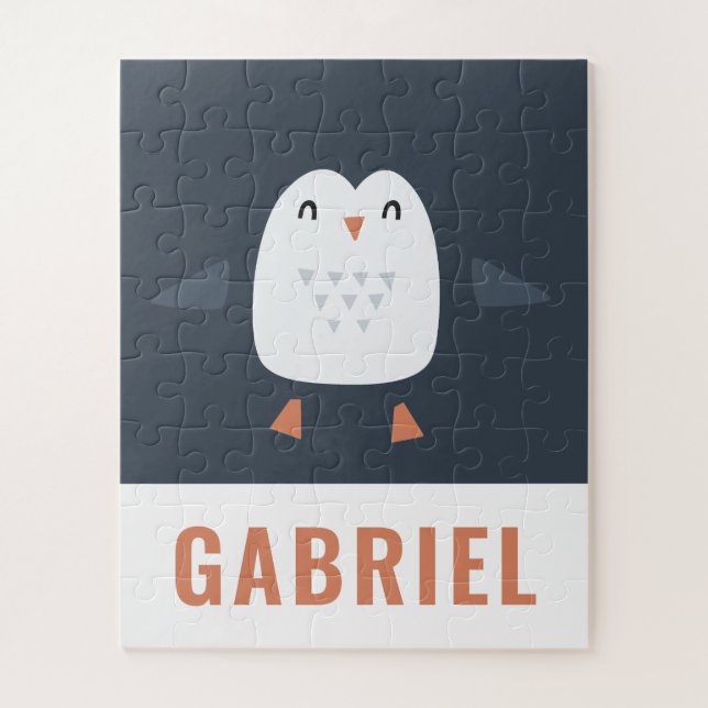 Puzzle festif drôle petit pingouin personnalisé enfants (Vertical)