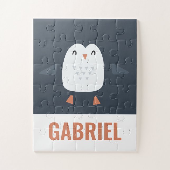Puzzle festif drôle petit pingouin personnalisé enfants (Vertical)