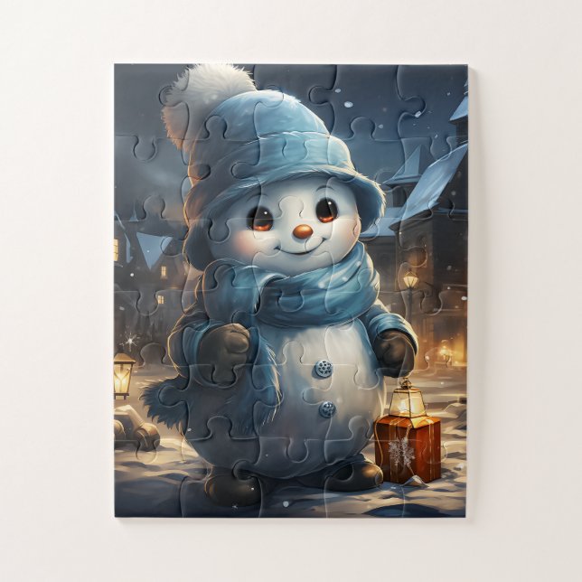 Puzzle Festif mignon hiver Noël Fêtes Snowman Jigs (Vertical)