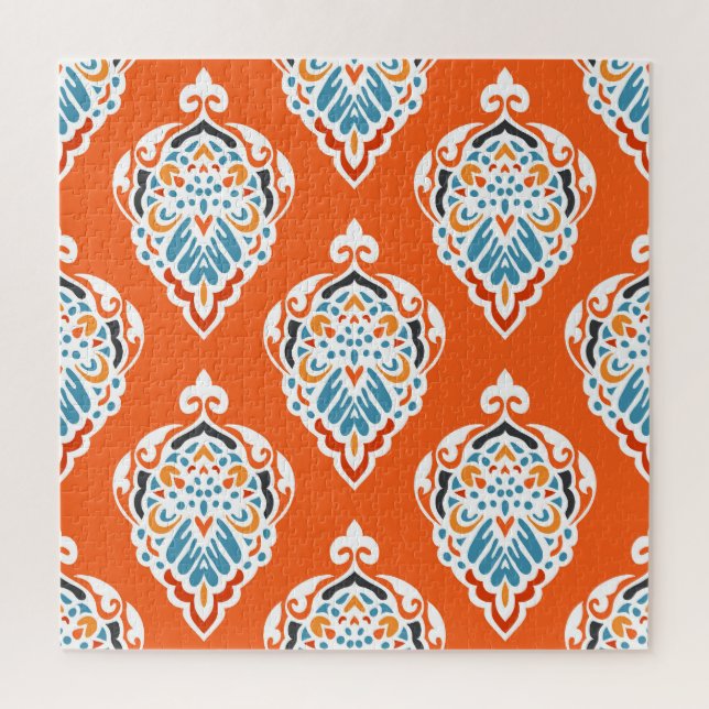 Puzzle Festive damassé vintage motif, design élégant. (Vertical)