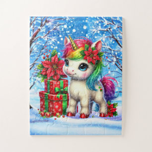 Puzzle Festive Noël licorne imaginaire filles