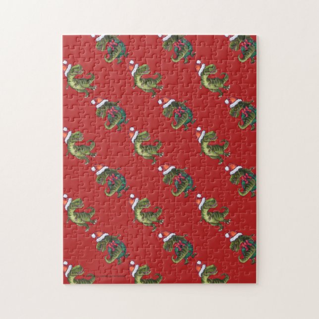 Puzzle Festive TRex Têtes et Tails Red Motif Noël (Vertical)