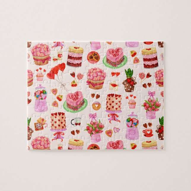 Puzzle Festive Valentines Jour sucreries, gâteaux et dess (Horizontal)