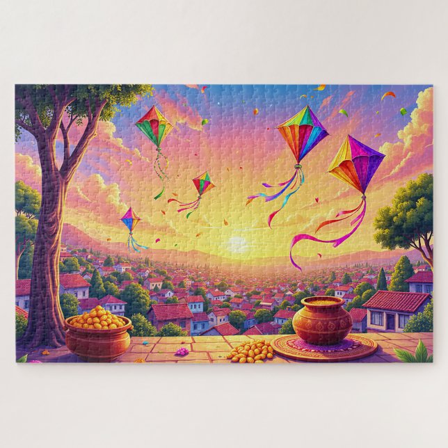 Puzzle Fête animée avec des cerfs-volants (Horizontal)