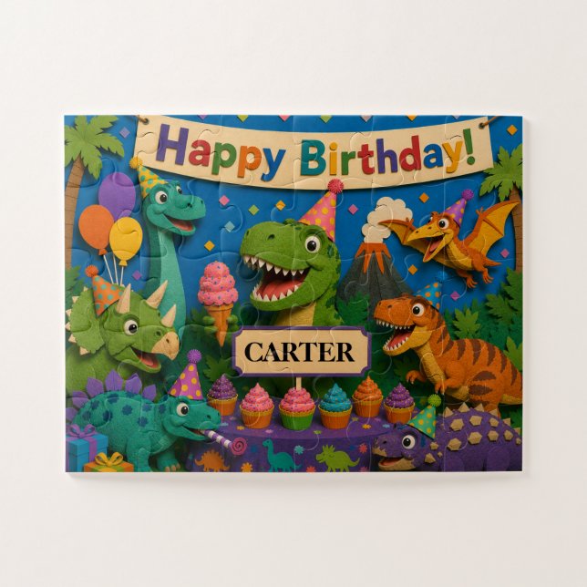 Puzzle Fête d'anniversaire de dinosaure (Horizontal)