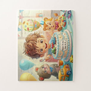 Puzzle Fête d'anniversaire fantaisiste pour garçon et voi