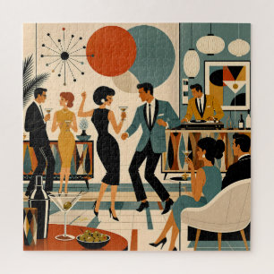 Puzzle Fête de danse martini branchée milieu du siècle mo