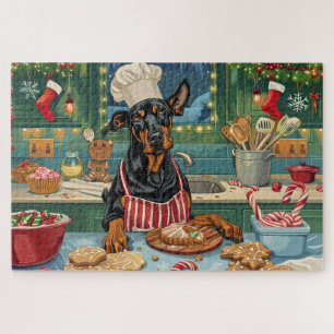 Puzzle Fête de Noël Doberman Pinscher