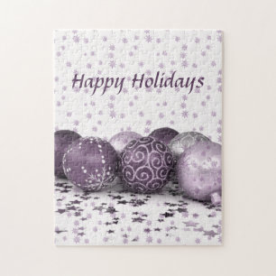 Puzzle Fête de Noël Rose violet ornements Flocon de neige