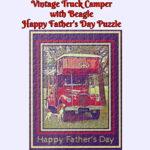 Puzzle Fête des pères joyeuse du Camper Vintage rouge