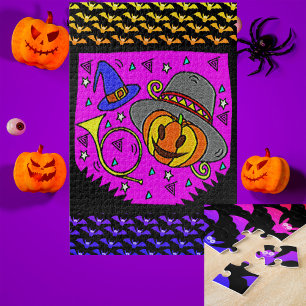 Puzzle Fête d'Halloween Jack OLantern Bugle violet grand