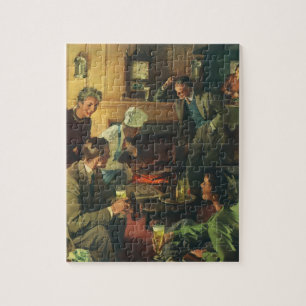 Puzzle Fête vintage en famille, Cuisine Steaks Bière à bo