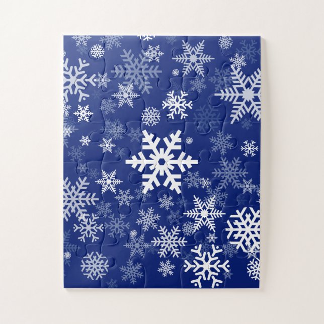 Puzzle Fêtes Snowflakes Bleu marine pour tout le monde (Vertical)