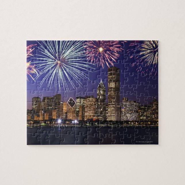 Puzzle Feu d'artifice sur la skyline de Chicago (Horizontal)