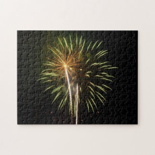 Puzzle Feu d'artifice vert et or Fête de vacances