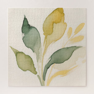 Puzzle Feuillage à l'aquarelle Feuilles de sauge dorées