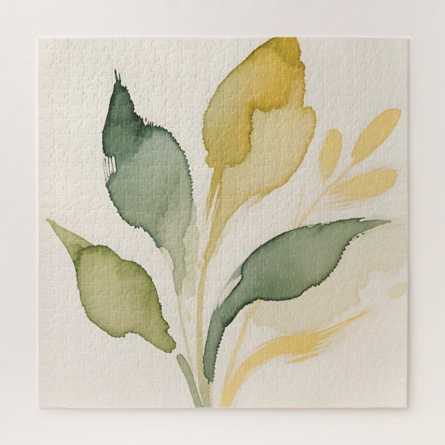 Puzzle Feuillage à l'aquarelle Feuilles de sauge dorées (Vertical)