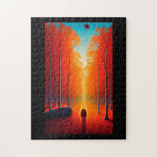 Puzzle Feuillage d'automne sphère alien orange or feuille