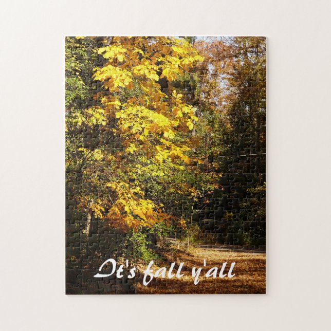 Puzzle Feuillage d'automne sur route de campagne (Vertical)