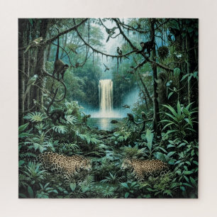 Puzzle Feuillage vert luxuriant de la forêt tropicale maj